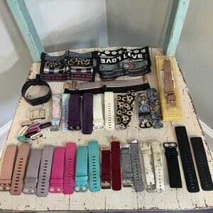 Fitbit Charge 4 Lot Activity Tracker GPS Heart Rate TONS of Bands 3 Chargers
